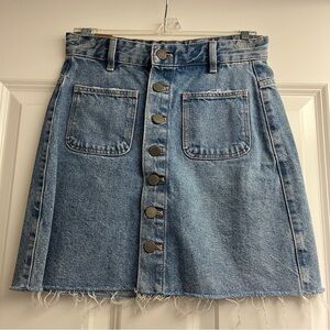 Zara TRF Jean Skirt Cutoff Button-Front Light Wash Denim Size XS